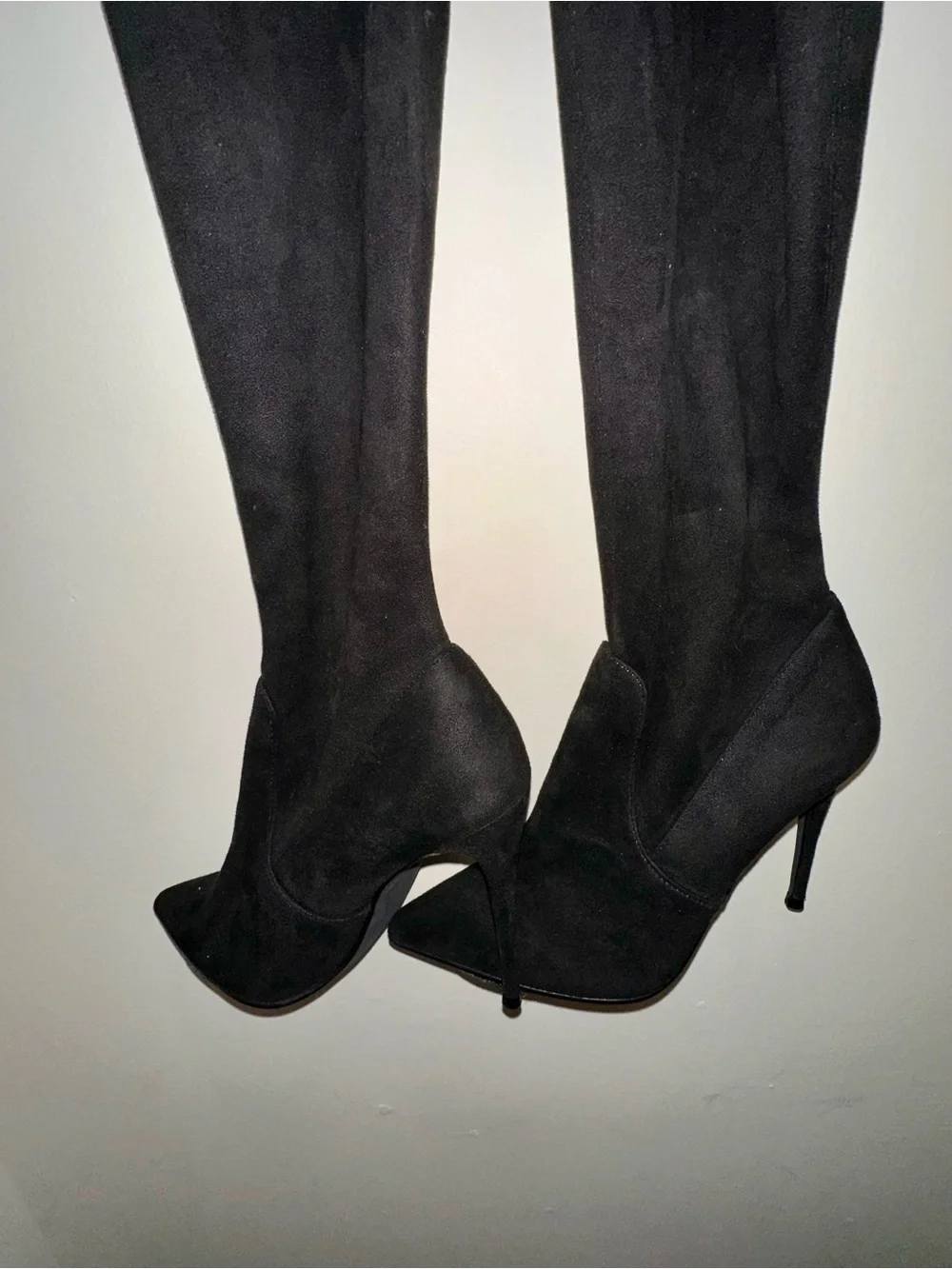 Steve Madden Black Over-the thigh Pointed-Toe Stiletto Boots